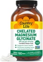Country Life Glycinate de magnésium chélaté 400mg – Supplément de magnésium à haute absorption pour la relaxation musculaire, l'énergie, les os et l'immunité – sans gluten, végétalien, halal, non-OGM vérifié - 180 comprimés