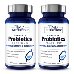 1MD Complete Probiotics Platinum | Supports Digestive Health | with Nourishing Prebiotics, 51 Billion Live CFU, 11 Strains, Dairy-Free | 30 Vegetable Capsules (2-Pack)