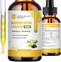 (2 pack) Quercetin gouttes liquides - Suppléments Quercetin 700mg - 4X plus forts que les pilules et capsules - 5 en 1 Quercetin avec la vitamine Bromelain Elderberry pour l'immunité Respiratoire Wellness- 2 Fl Oz*2