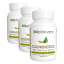 BIOptimizers Cognibiotics Probiotic Brain Supplement - Helps Support Mood, Better Focus, Memory, Mental Clarity - 60 Capsules (Pack of 3)