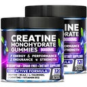 Creatine Monohydrate Gummies 9000mg for Men & Women, Creatine Chewables for Muscle Growth, Energy & Endurance Support, with L-Taurine & B12/6, Sugar Free, Vegan, Non-GMO, 2 Pack, Blueberry Flavor