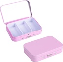 2Pack Pill Box 3 Compartiment Pill Case,Portable Metal Pill Box with Mirror for Medicine, Vitamines, Huile de poisson et suppléments,Portable Pill Box for Pocket or Purse(Pink)