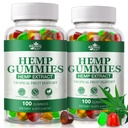 Hemp Gummies for Sleep, Pain, Anxiety,Inflammation Relief,High Potency Premium Strength,100% Natural Hemp Gummy for Adults, 2 Packs