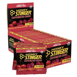 Honey Stinger Cerise Cola Coffeinated Energy Chew, sans gluten, avec caféine, pour l'exercice, la course et la performance, la nutrition sportive pour la maison et le gym, la pré et la mi-entraînement, 12 Pack, 23.2 Ounce