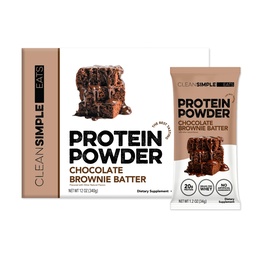 Clean Simple Eats Whey Isolate Protein Powder, Brownie Batter, Naturally Sweetened, Zero Added Sugar, 20g 100% Grass Fed Protein Powder with Digestive Enzymes, Gluten Free, Non GMO, 10 Stick Packs