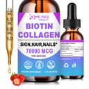 Liquid Biotin & Collagen - Vitamins for Hair Growth Support, Liquid Collagen Supplement - Strong Nails & Healthy Skin, Extra Strength 20000mcg Biotin Drops, Strawberry Flavor, 2 Fl Oz, 30 Days Supply