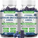 2 Pack Liposomal 20MG Lithium Orotate Gummies Complex Ashwagandha,Bacopa Herb,Lion's Mane Mushroom, Magnesium Glycinate,Vitamin C,for Mood & Immune Support,Digestive System Support