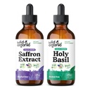 Wild & Organic Saffron Extract Tincture 4 fl oz & Holy Basil Tincture 4 fl oz
