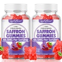 softbear Saffron Gummies for Kids & Adults, 10-in-1 Organic Saffron Supplements with 88.5mg Saffron Extract Support Calm Mind & Focus & Zzz, Sugar Free/Non-GMO, Strawberry Flavor 120 Count
