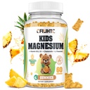 Kids Magnesium Glycinate Gummies, Magnesium for Kids & Adults, with Citrate, Zinc, Vitamin D3, B12, L-Theanine Supplement for Sleep Calm Bone & Muscle Mood, Pineapple 60ct