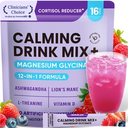 Venture Pal Calm Drink Mix, 12-in-1 Cortisol Reducer and Sleep Aid with Magnesium Glycinate, Ashwagandha, L-Theanine,Vitamin D, Calm Magnesium Powder for Relax & Focus, No Sugar, Non GMO