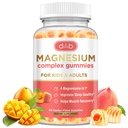 Magnesium Complex Gummies for Kids & Adults- Magnesium Glycinate, Taurate, Citrate, Malate Supplement-Support Calm Stress Relief, Bone, Muscle, Mood Vegan, Peach & Mango Flavor, 60 Gummies