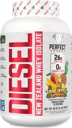 PERFECT SPORTS Diesel 100% New Zealand Whey Protein Isolate | Stevia Sweetened, No Artificial Ingredients, Keto | 0g Carb, 0g Fat, 26g Protein | 2 Pounds (Pineapple Mango)