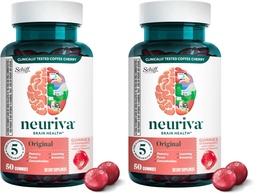 NEURIVA Original Brain Supplement for Memory, Focus & Concentration, Learning & Accuracy with Clinically Tested Nootropics Phosphatidylserine and Neurofactor,Strawberry Flavor, 50 Gummies (Pack of 2)