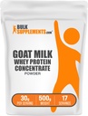 BulkSupplements.com Goat Milk Whey Protein Concentrate Powder - Goat Whey Protein Powder, Unflavored & Gluten Free, 30g per Serving, 500g (1.1 lbs) (Pack of 1)