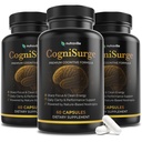 CogniSurge Nootropics Brain Support Supplement for Memory and Focus - Nature-Powered Lion's Mane Supplement Capsules with Shilajit - No Caffeine or Stimulants - 3 Pack