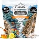 OPTIVIDA Health Lozanges d'argent colloïdal au miel et à l'huile de citron (1 pack) - Lozages de gorge apaisants pour adultes avec soulagement de la toux et formule Nano Silver à action rapide pour le soutien immunitaire, 60 Ppm