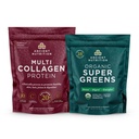 Ancient Nutrition Multi Collagen Peptides Protein Powder, Unflavored, 100 Servings + Organic Supergreens Powder, Unflavored, 50 Servings