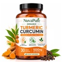 NuvaPure Turmeric Curcumin with Black Pepper, 1000mg Organic Turmeric Supplement, Vegan Curcumin Formula for Joint & Daily Wellness Support, Non-GMO, 60 Count