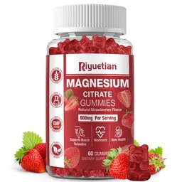 Extra Strength Magnesium Citrate Gummies 800MG - Vegan Gummies - Supports Relaxation & Energy for Adults - 60 Count