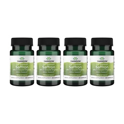 Swanson Full Spectrum Organic Spanish Saffron Mood and Stress Support Supplement for Adults Seeking Natural Relaxation - Whole Ground Stigmas (60 Vegan Capsules, 15 mg, 4 Pack)