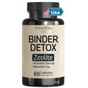 VINATURA Binder Zeolite Detox for Adults - Activated Charcoal, Zeolite, Bentonite Clay, Apple Pectin and More - Support Body Detox Cleanse with Binder Supplements, 60 Capsules