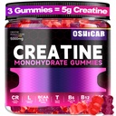 OSHICAR Creatine Gummies for Women, 3 Gummies = 5g Creatine Monohydrate with L-Carnitine, BCAA, Taurine – Sugar Free, Vegan Pectin Based, Natural Color – Support Glute&Muscle Strength & Recovery