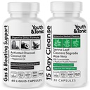 Youth & Tonic Bowel Cleanse and Stomach Cleanse for Men & Women – Body Detox Pills with Activated Charcoal and Senna Leaf, 2-Pack 90ct