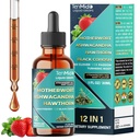 12in1 Motherwort Tincture - Herbal Extract Liquid Drops with Ashwagandha, Hawthorn Berry, Chasteberry, Black Cohosh, Red Clover, Passion Flower, Turmeric, Dong Quai, & More - 30ml 1 Fl Oz