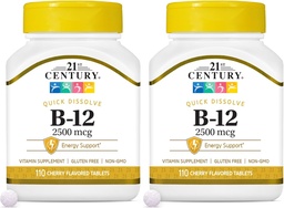 21st Century B 12 2500 mcg Sublingual Tablets, 110 Count (Pack of 2)