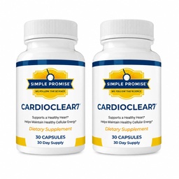 Simple Promise CardioClear7 CoQ10 with PQQ and Shilajit, 2-Pack Bundle - Heart Health, Circulation & Cellular Energy Support - Gluten Free, Non-GMO - 60 Capsules.
