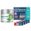 Venture Pal Ceremonial Grade Matcha Powder & High Sodium Electrolyte Powder – Sugar-Free Hydration Support with Essential Minerals, 16 Sticks
