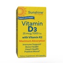 Sunshine Vitamin D3 25mcg 1000 IU with Vitamin K2