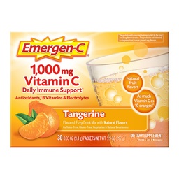 Emergen-C 1000mg Vitamine C Immune Support Poudre Tangerine 30CT comprend le zinc, le manganèse, 7 B Vitamines et électrolytes pour les essentiels de retour à l'école