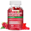 Magnesium Glycinate Gummies 1000mg, High Absorption Sugar Free Magnesium Potassium Supplement for Relaxation, Stress Relief, and Sleep Support for Adults & Kids - 90 Raspberry Gummies