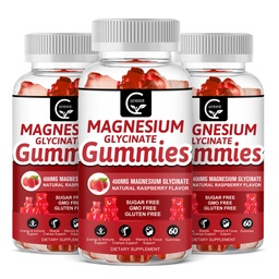 Magnesium Glycinate Gummies 400mg, Mg Potassium Supplement with Chelated Magnesium Malate Complex, Vitamin D, B6, and CoQ10, Supports for Memory, Calm, Mood & Sleep - 60 Count (Pack of 3)