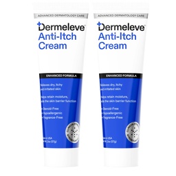 Dermeleve Dermatologist Recommended Steroid Free Anti-Itch Cream - Extra Strength, Safe, Full Body Itch Relief | 2 oz (2 Pack)