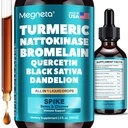 Spike Detox Liquid Drops, Nattokinase 4,000 FU, Bromelain 500mg, Turmeric Curcumin 10:1 Extract 500mg & Quercetin, Enzyme Complex for Heart & Circulatory Support, 2 Fl Oz