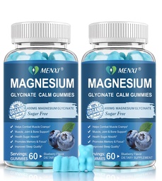 Magnesium Gummies 600mg per Serving-Magnesium Glycinate 400mg and Magnesium Malate 200mg,Sugar Free Magnesium Potassium Supplement for Calm Mood, Muscle, Bone & Energy Support,120 Blueberry Gummies