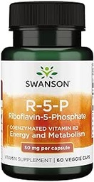 Swanson R-5-P (Riboflavin-5-Phosphate) - Supplément de vitamine B2 favorisant l'énergie, le métabolisme et la santé de la vision - Formule de bien-être naturel - (60 capsules)