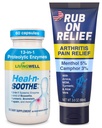 HEAL-N-SOOTHE RUB ON Relief Bundle – Topical Pain Relief Cream with MSM, Arnica, Turmeric & Aloe Vera, Plus 13-in-1 Proteolytic Enzymes for Joint Support, 3oz Cream & 60 Capsules for Men & Women
