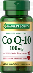 Nature's Bounty CoQ10, Helps Maintain Healthy Blood Pressure, 100 mg, Rapid Release Softgels, 75 Count