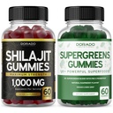 Shilajit (60 Gummies) Pure Himalayan Shilajit for Energy & Immunity Support and Supergreens (60 Count) Superfood Immunity Support with Greens Supplements with 8 Ingredient Power - Vegan & Made in USA