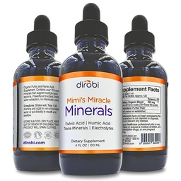 Minéraux miraculeux de Dirobi Mimi Acide fulvic Acide humique - Supplément de gouttes de mélange minéral, minéraux de trace liquide 70 minéraux ioniques - Plante biologique dérivée (4 oz 120 jours)...