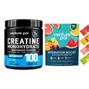 Venture Pal Creatine Monohydrate Powder + Sugar Free Electrolyte Packets, Daily IV Hydration with 7 Electrolytes & 5 Vitamins, Fast Dissolve, Vegan & Keto Friendly