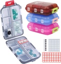 4PS Travel Pill Organizer with 164 Slice Labels,10 Compartiments Travel Pill Box Portable Polding Small Pill Case Daily Pill Conteneur utilisé pour transporter les médicaments Organisateur de M MUchengbao