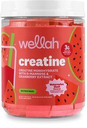 Wellah Creatine for Women (Watermelon Slush) 30 Stick Packs - 3g of Creatine Monohydrate with Dandelion & Cranberry Extract, to-Go Packets