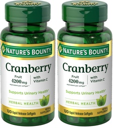 Nature's Bounty Cranberry Pills for Women Urinary Tract Health, Cranberry Supplements with Concentrate & Vitamin C, 120 Softgels (Pack of 2)