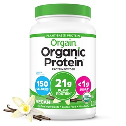 Orgaine en poudre de protéines végétales organiques, Vanilla Bean - 21g Protéines végétales, 6g Fibres prébiotiques, Pas d'ingrédients de lactose, Pas de sucre ajouté, Non-OGM, Pour Shakes & Smoothies, 2.03 lb (Packaging May Vary)