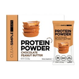 Clean Simple Eats Whey Isolate Protein Powder, Chocolate Peanut Butter, Naturally Sweetened, Zero Added Sugar, 20g 100% Grass Fed Protein Powder with Digestive Enzymes, Gluten Free, Non GMO, 10 Sticks